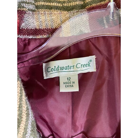 Coldwater Creek Western Southwestern Aztec Wool Blend Blazer Jacket Size 12 Boho - Picture 6 of 9